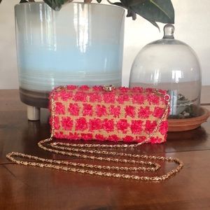 Pink hard case evening bag